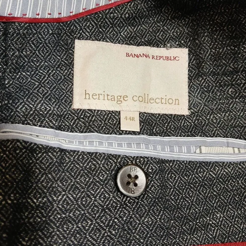 Banana republic mens 44R blazer heritage collection linen cotton dark gray